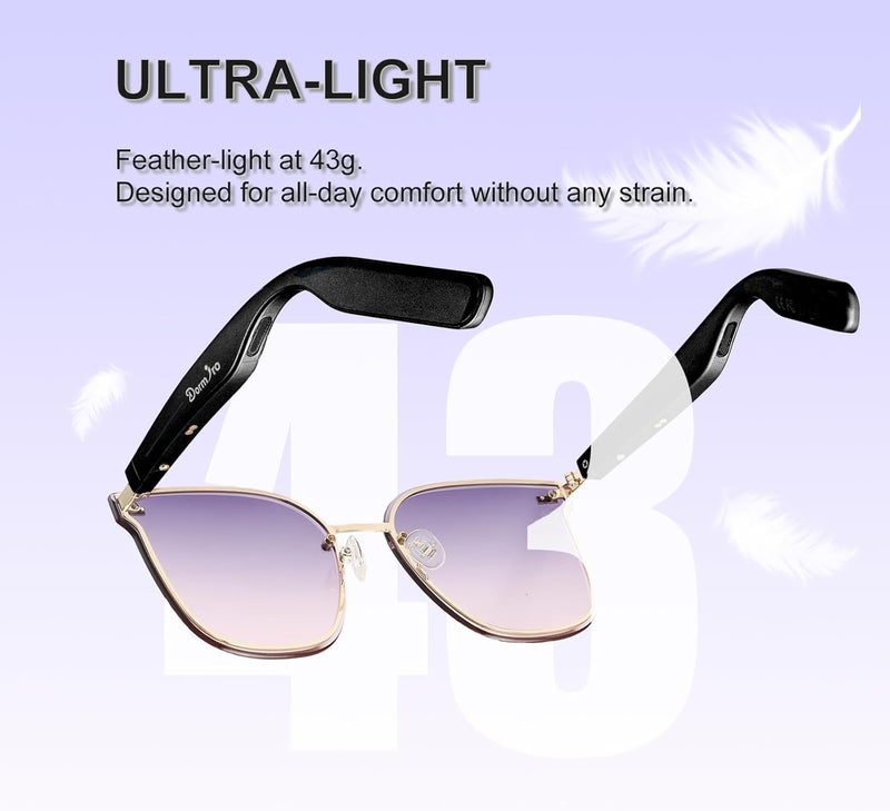 Dormiro Smart Glasses for Women IPX7 Waterproof AI Glasses with Translator 150+ Language Bluetooth Glasses with Speaker,Open Ear Headphones,Touch Control Smart Sunglasses - Image 4